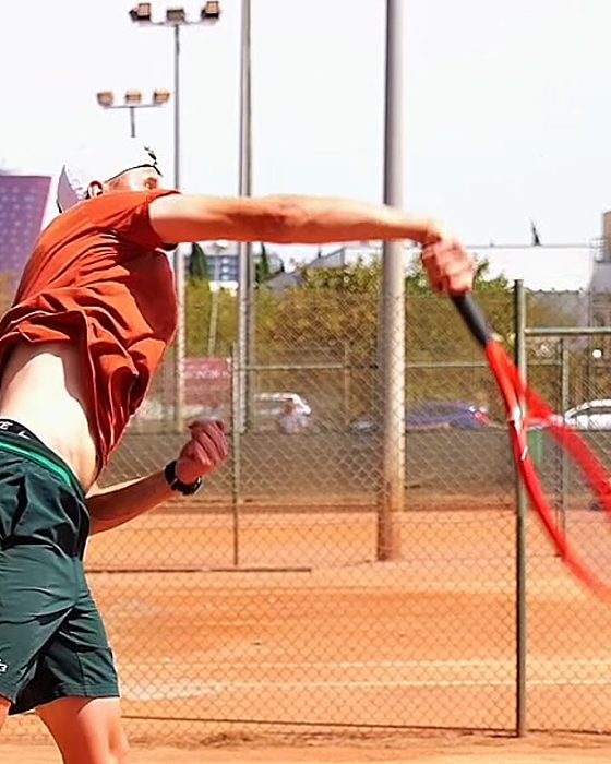 Pavel Viks just after contact, forearm turned out